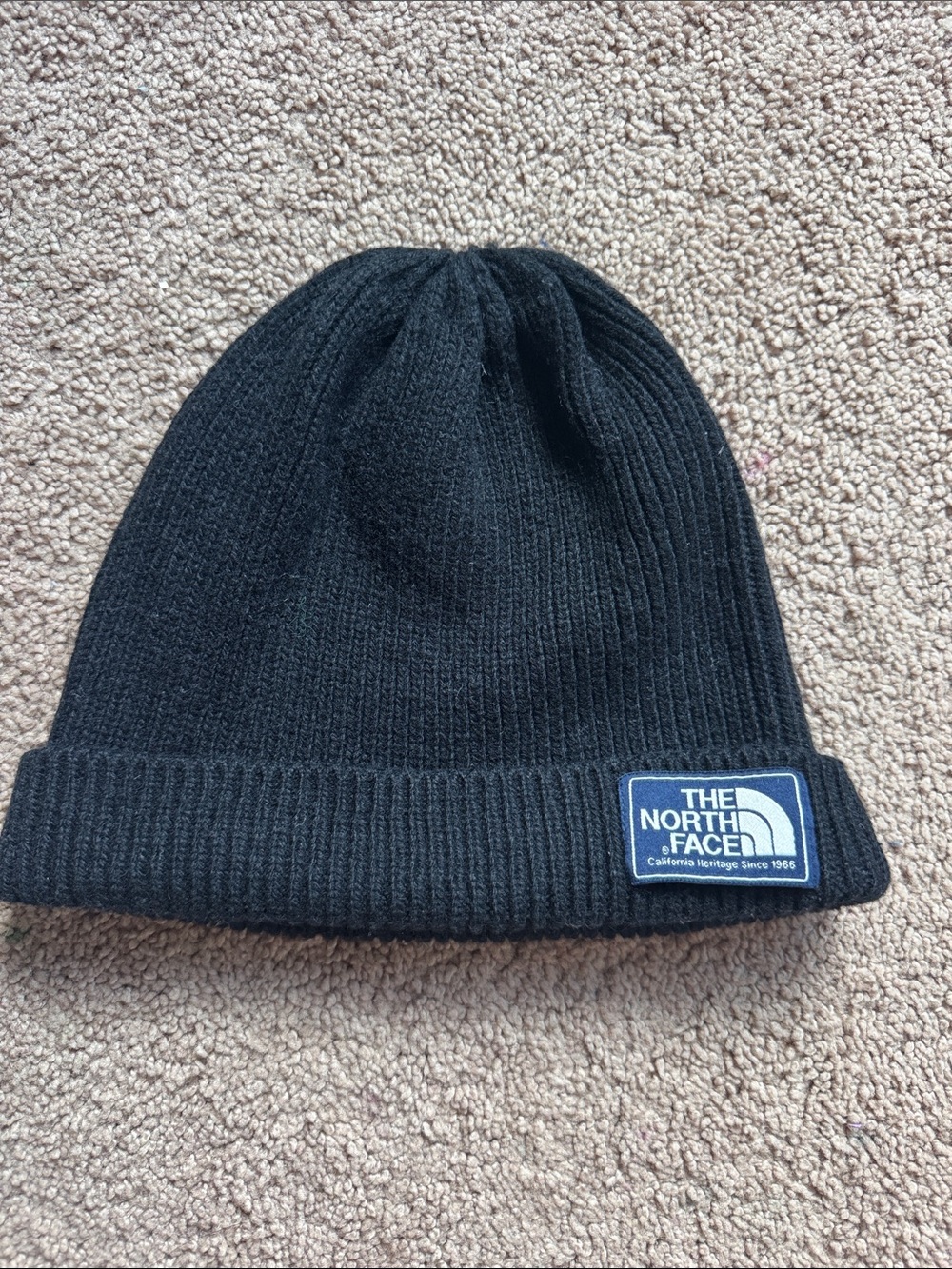 The North Face Black Fold-Over Logo Beanie